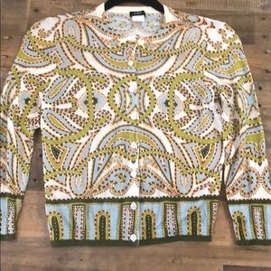 J. Crew Multicolor Patterned cropped Cardigan